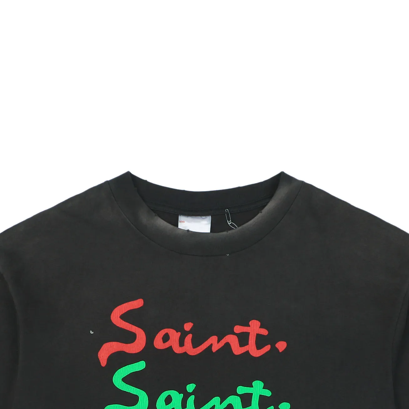 Close-up Details of Saint Michael Colorful Signature Logo T-Shirt