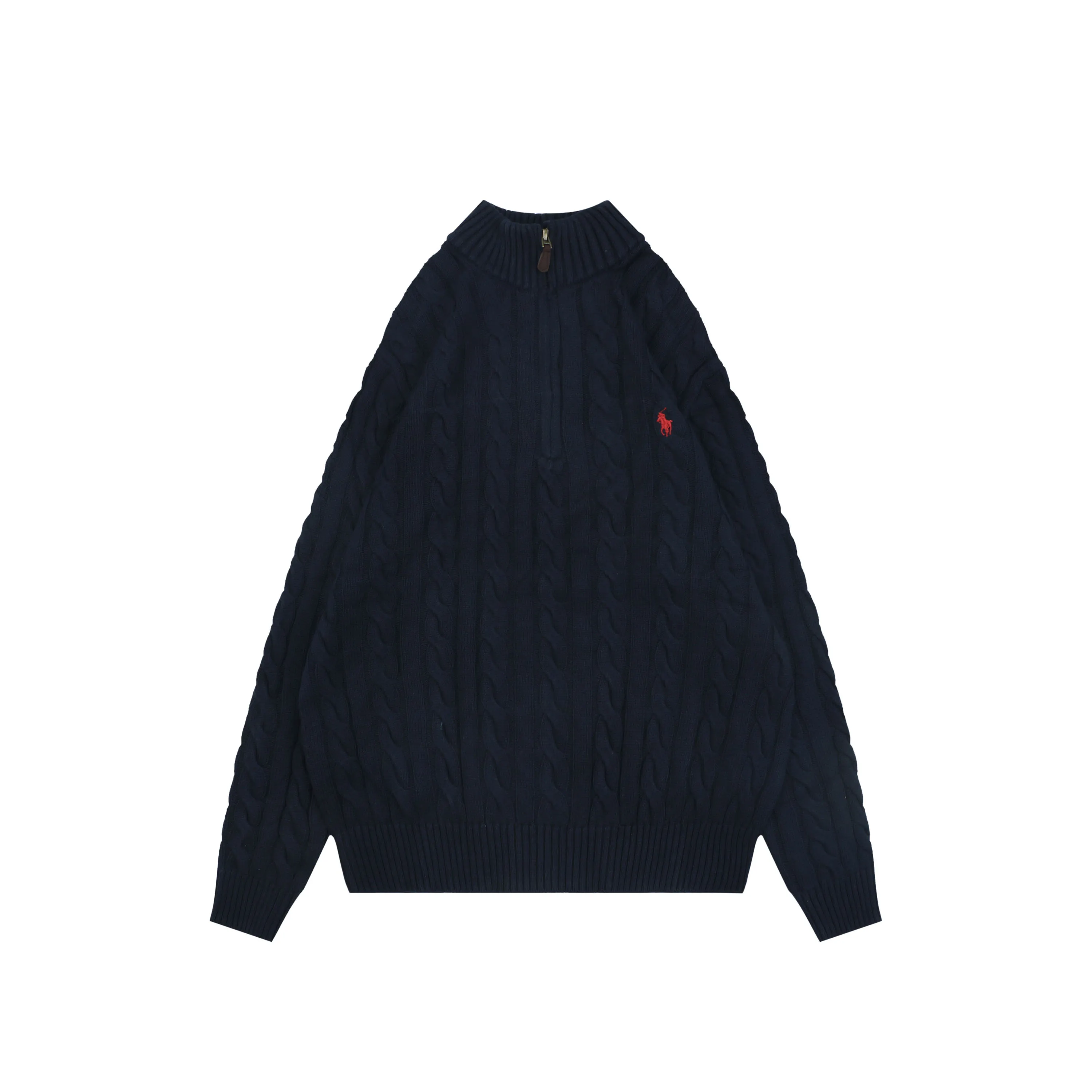 RL N10 Pony Logo Cable Knit Half-Zip Sweater
