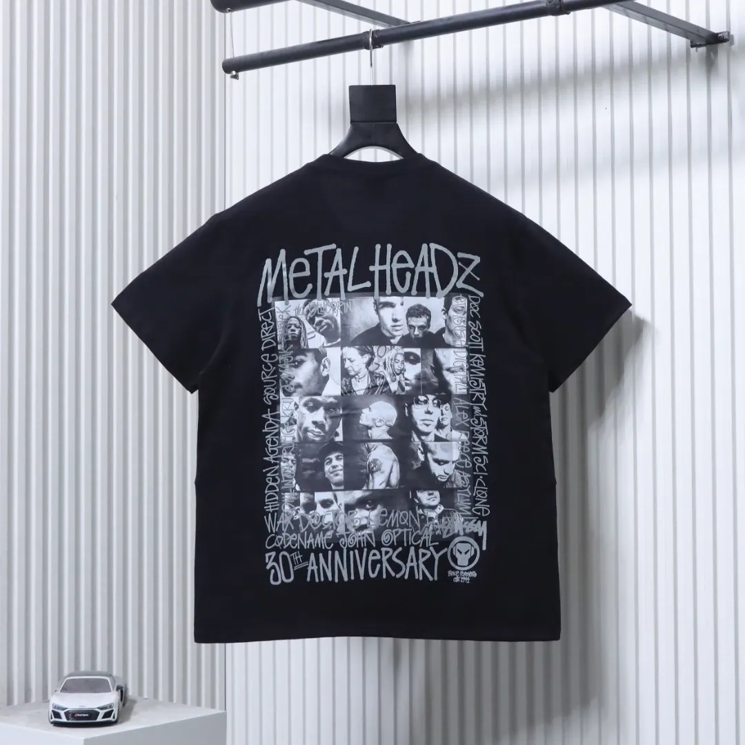 Back of Stussy x Metalheadz Graphic Print Short Sleeve T-Shirt Color Black