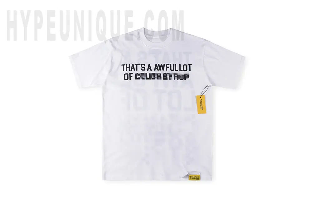 Black shirt with bold text