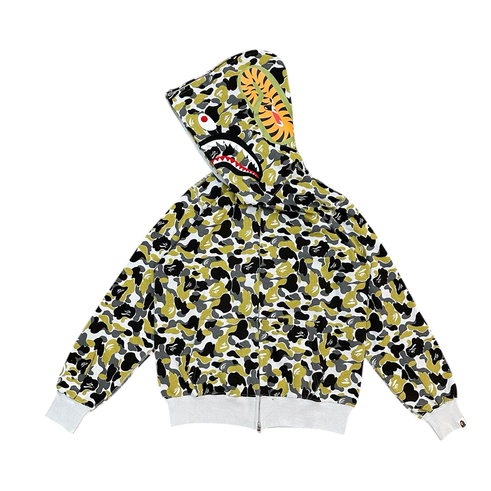 Front view of BAPE Store Hangzhou Separate Shark Full Zip Hoodie Black Green