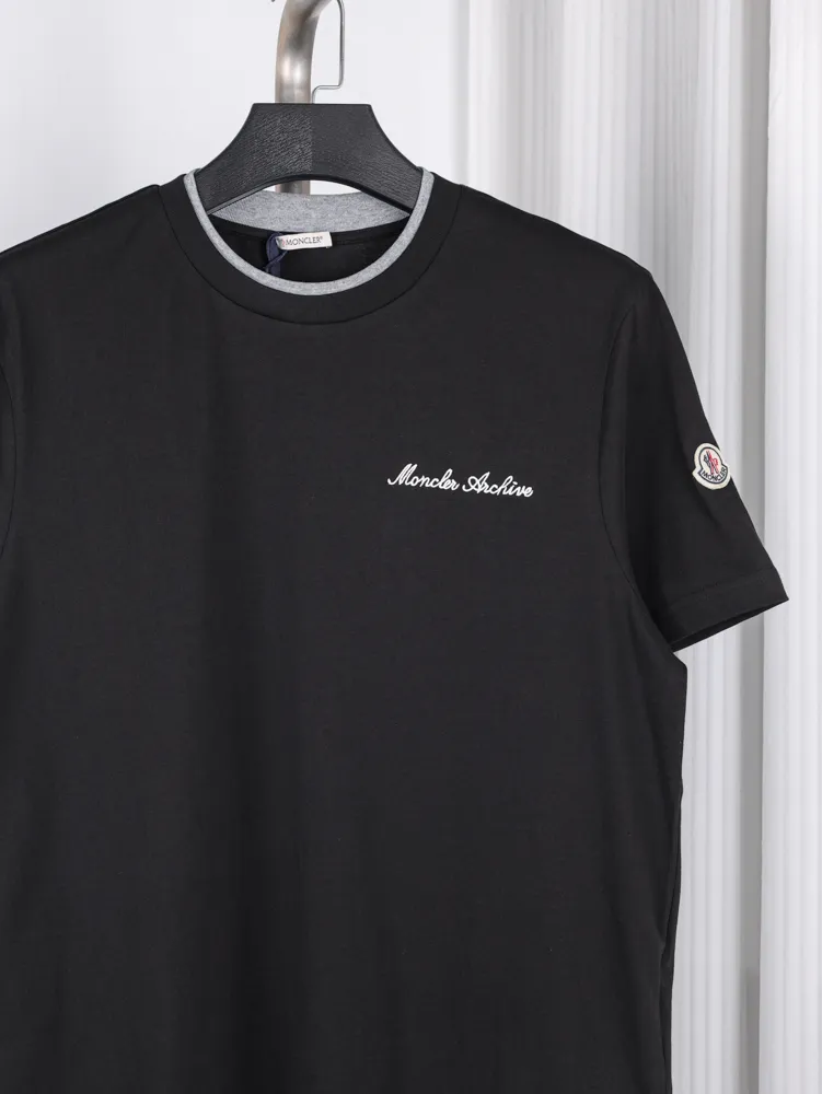 Double Collar Embroidered T-Shirt Details