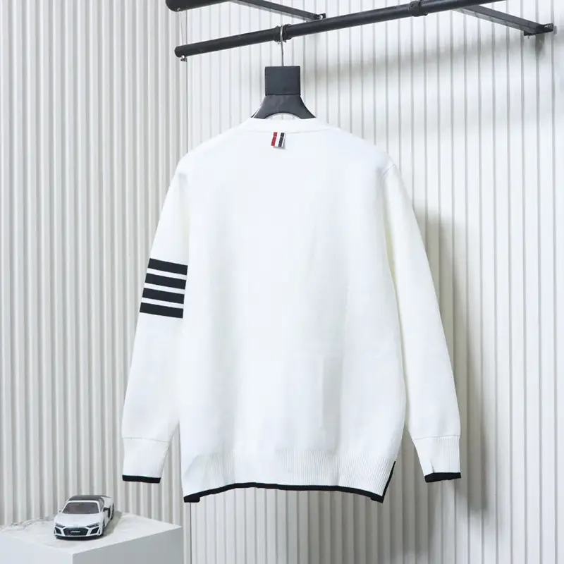 TB Four-Stripe Front-Short-Back-Long Wool Cardigan