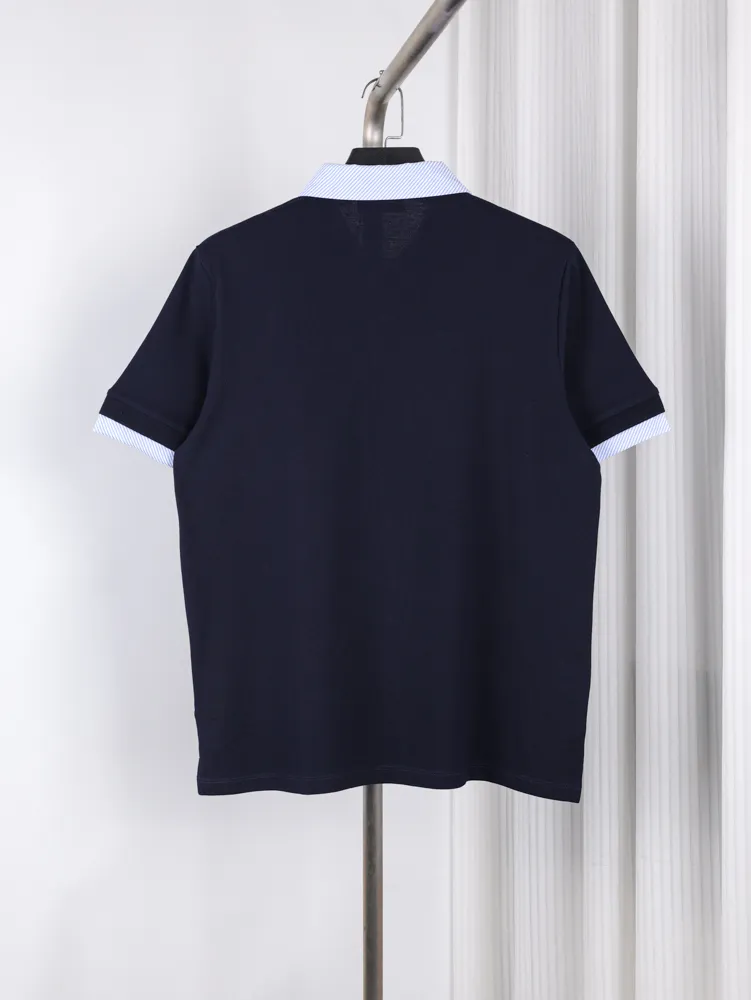 Back Plaid Collar Embroidered Polo T-Shirt