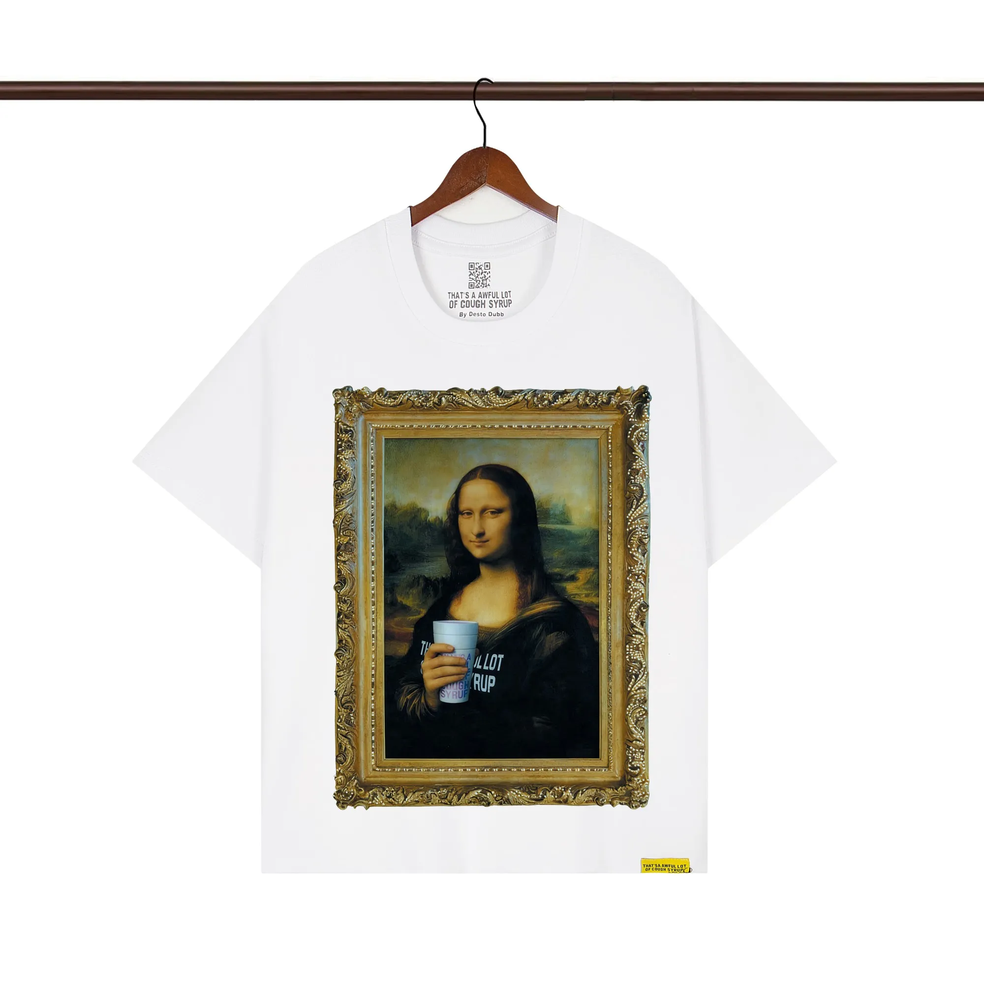 That’s A Awful Lot Of Cough Syrup Mona Lisa Graphic T-Shirt color White