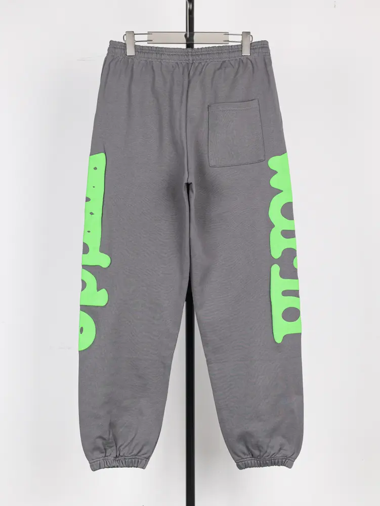 Sp5der Beluga Sweatpants in Slate Grey/Green.