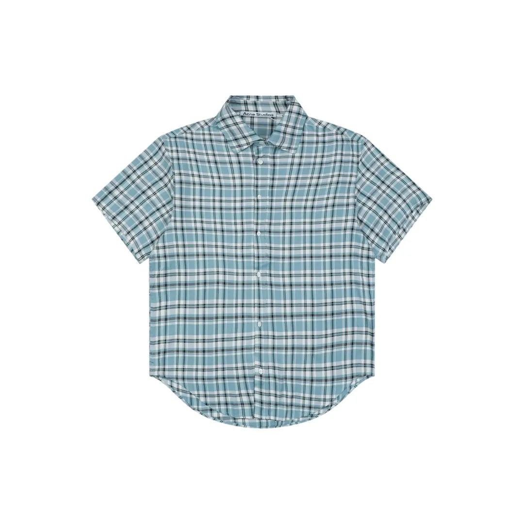 Acne Blue & White Plaid T-Shirt