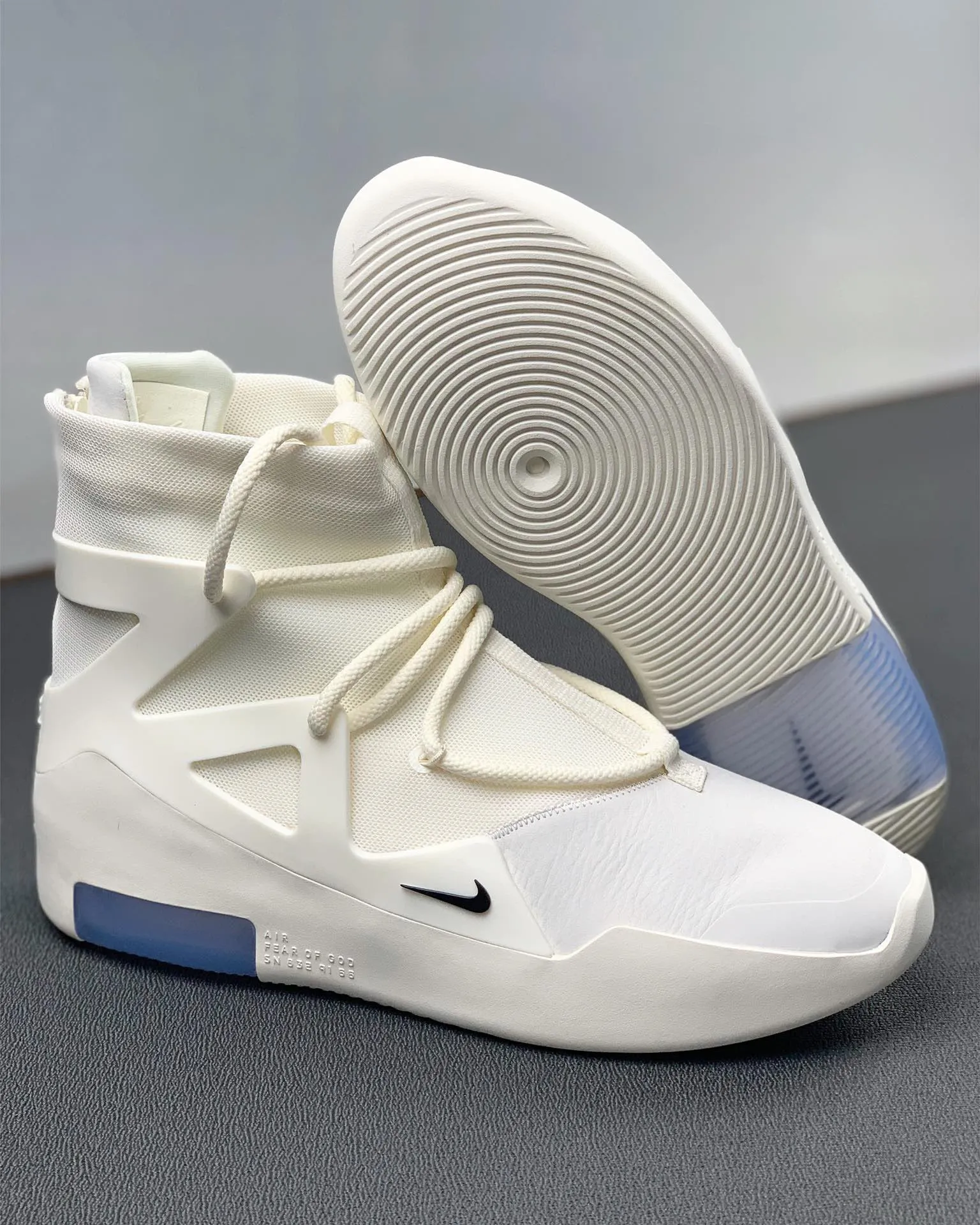 Air Fear Of God 1 Sail Black side and outsole view