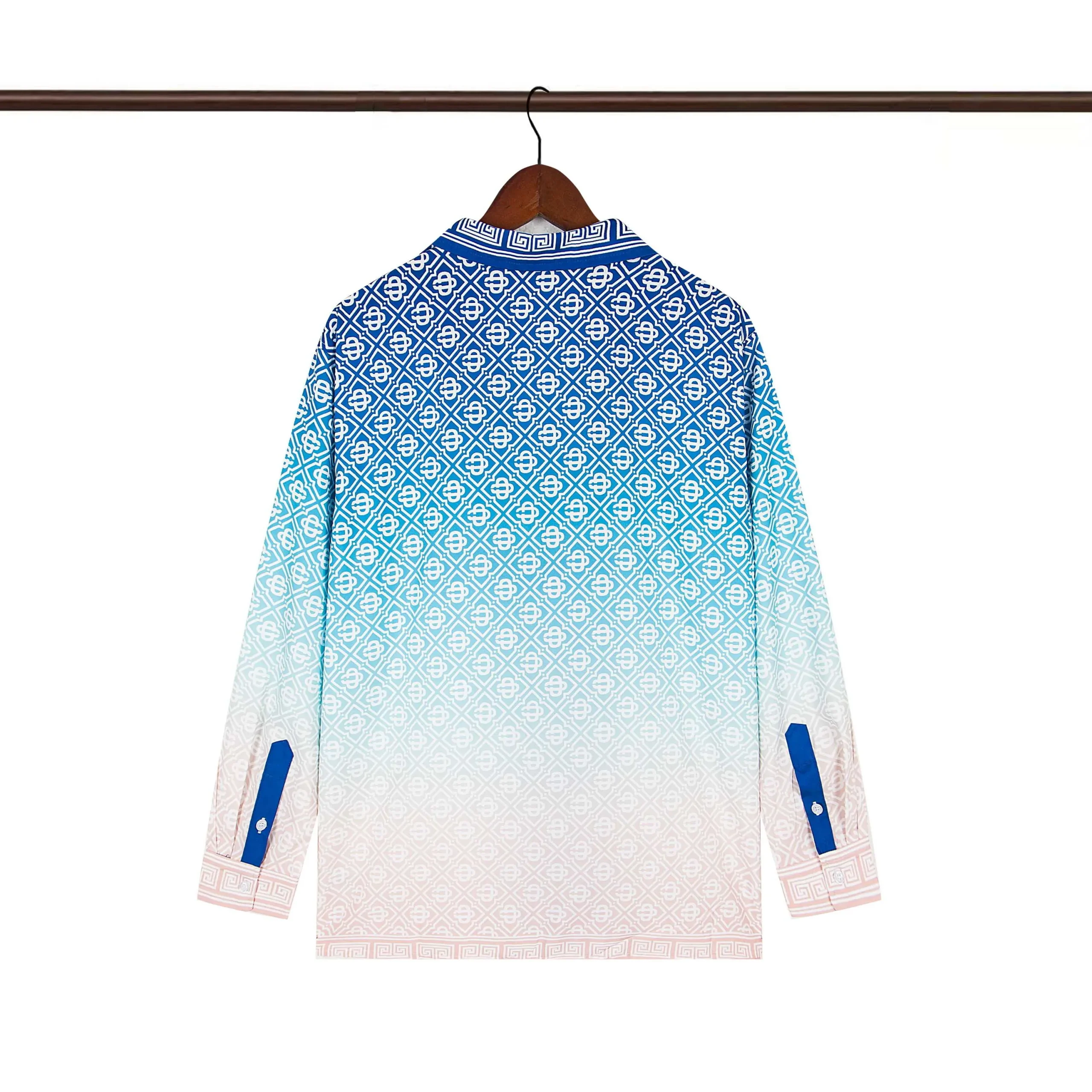 Back of C-Blanca Monogram Gradient Silk Shirt