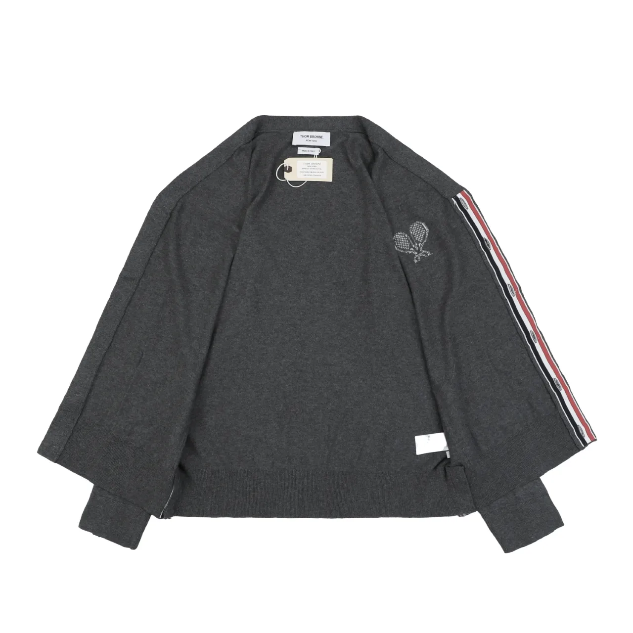 TB Tennis Racket Embroidered Knit Cardigan