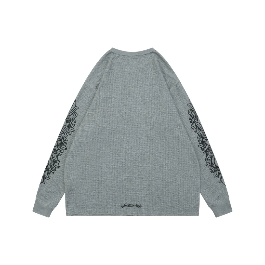 Back CH Sanskrit Cross Waffle-Knit Long-Sleeve Shirt
