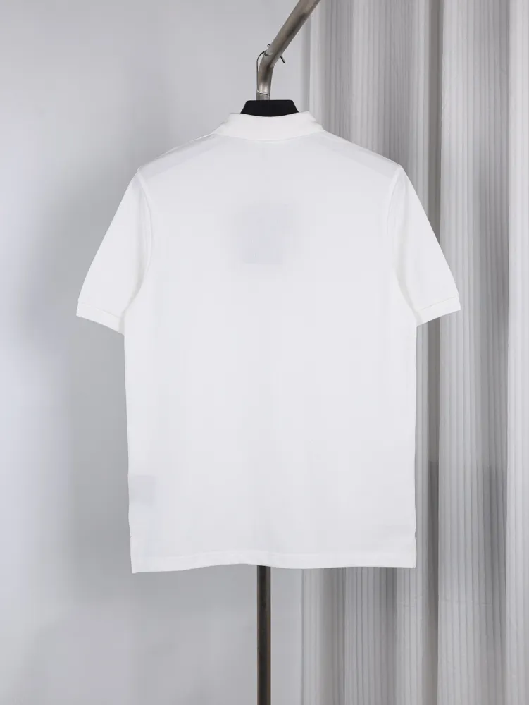 Back of Gold Triangle Logo Polo T-Shirt Color White