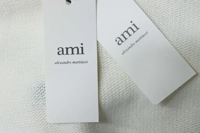AMI Embroidered Micro-Label Heart Cardigan Sweater Label