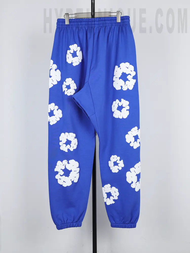the back side of blue Sweatpants