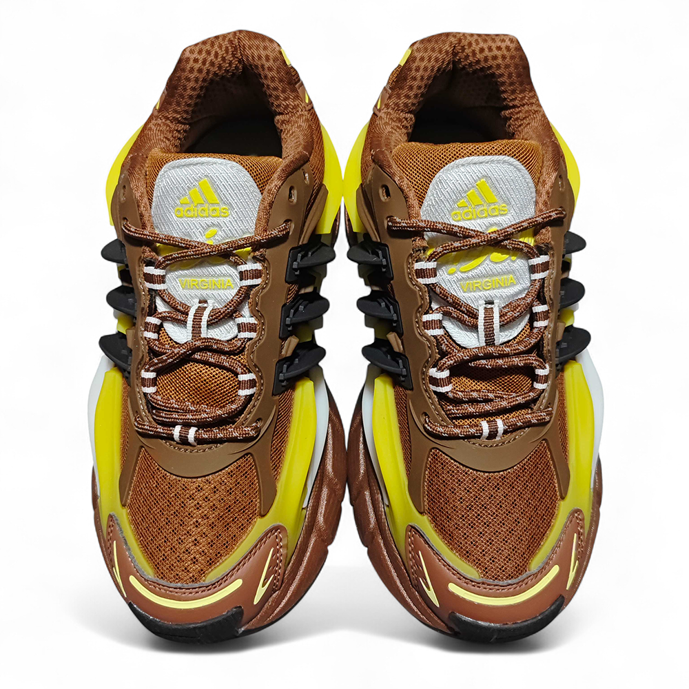 Top view of two Adidas Adistar Jellyfish Pharrell Williams Focus Brown shoes