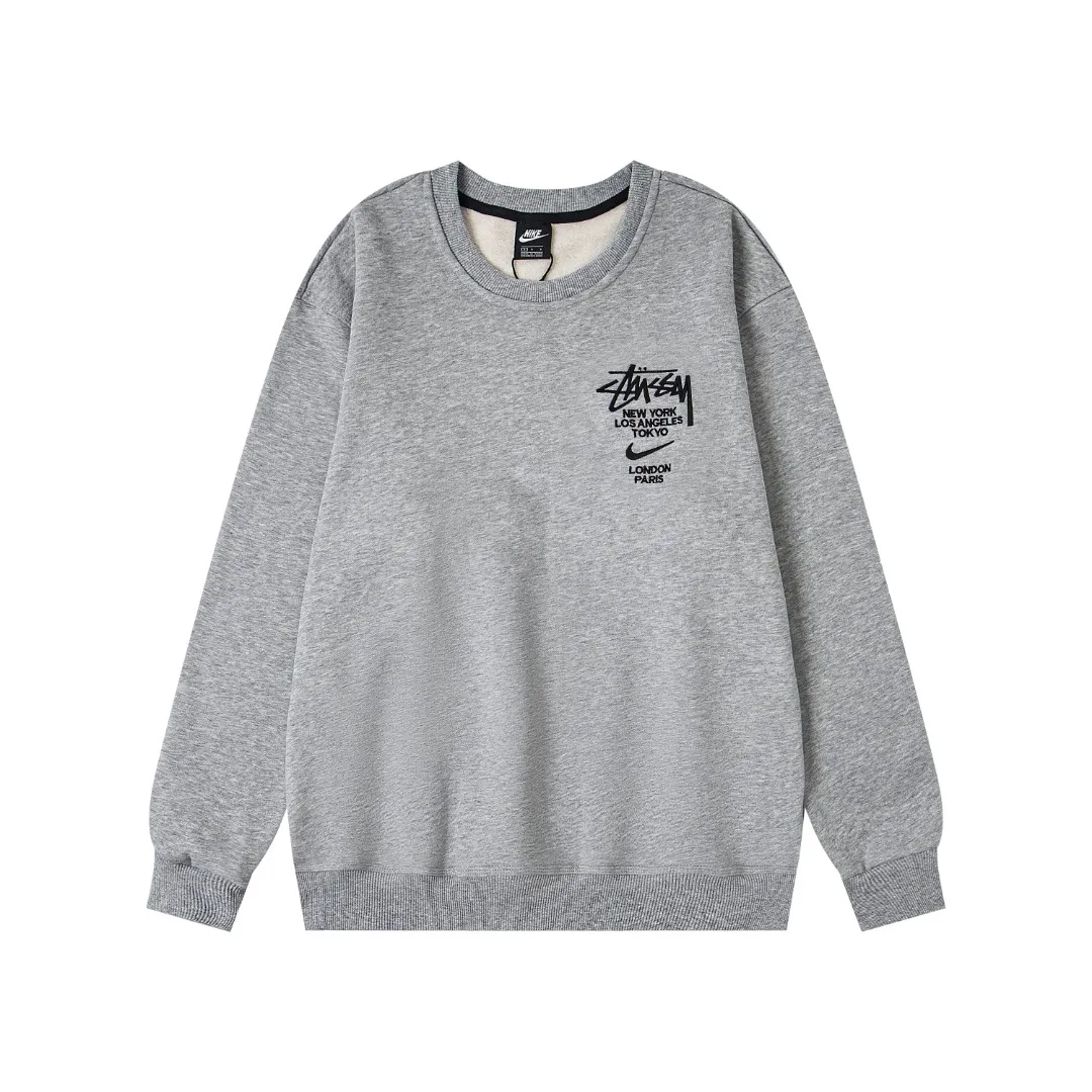 Stussy x N1ke Embroidered Fleece Crewneck Sweatshirt