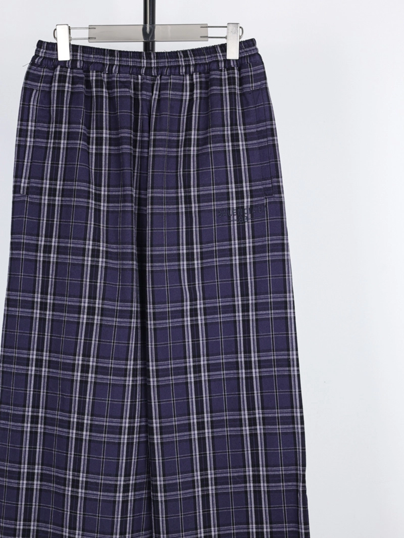 Plaid Counterpoint Embroidered Pants