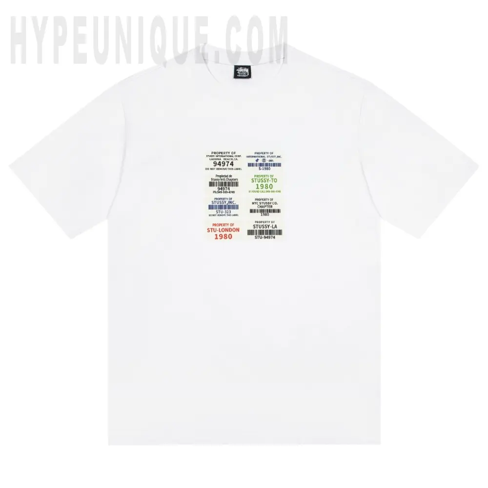Stussy Barcode Stamp Graphic T-Shirt