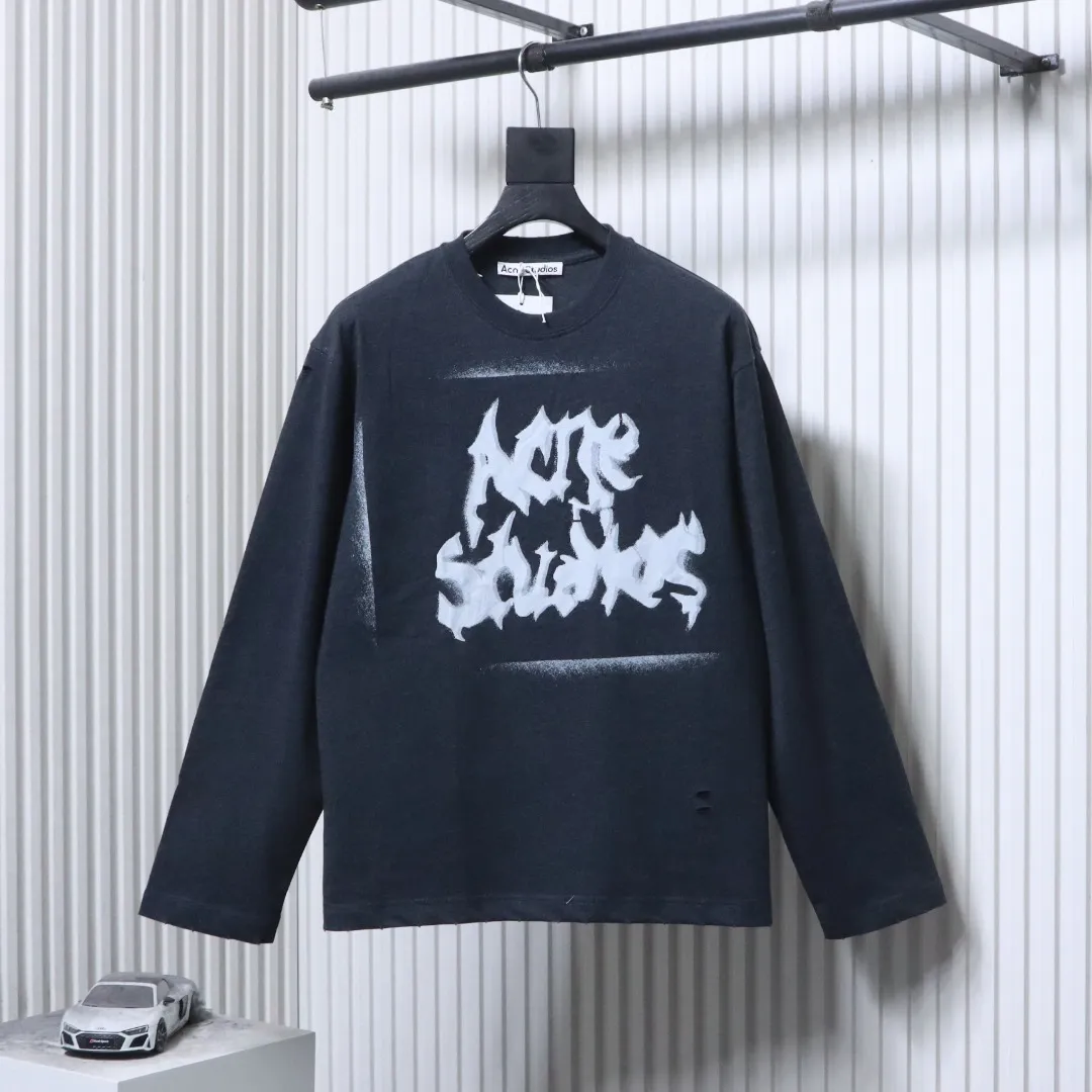 Acne Gothic Spray Print Long-Sleeve Shirt