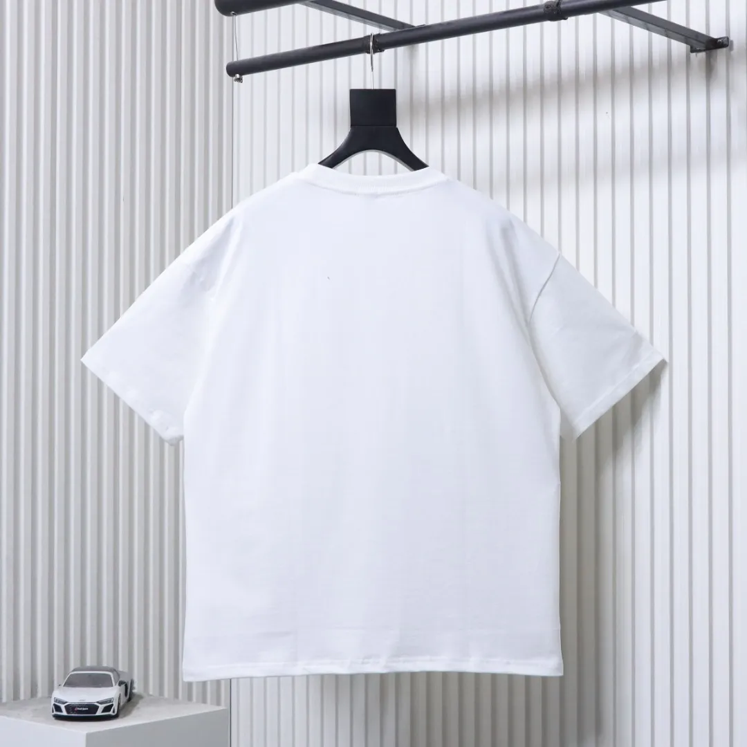 Back of Misaligned Logo Embroidered T-Shirt Color White