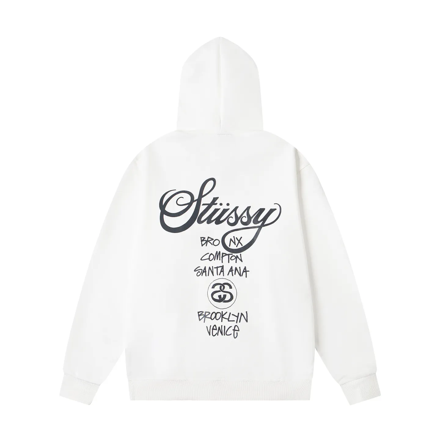 Back Stussy World Tour Letter Print Hoodie