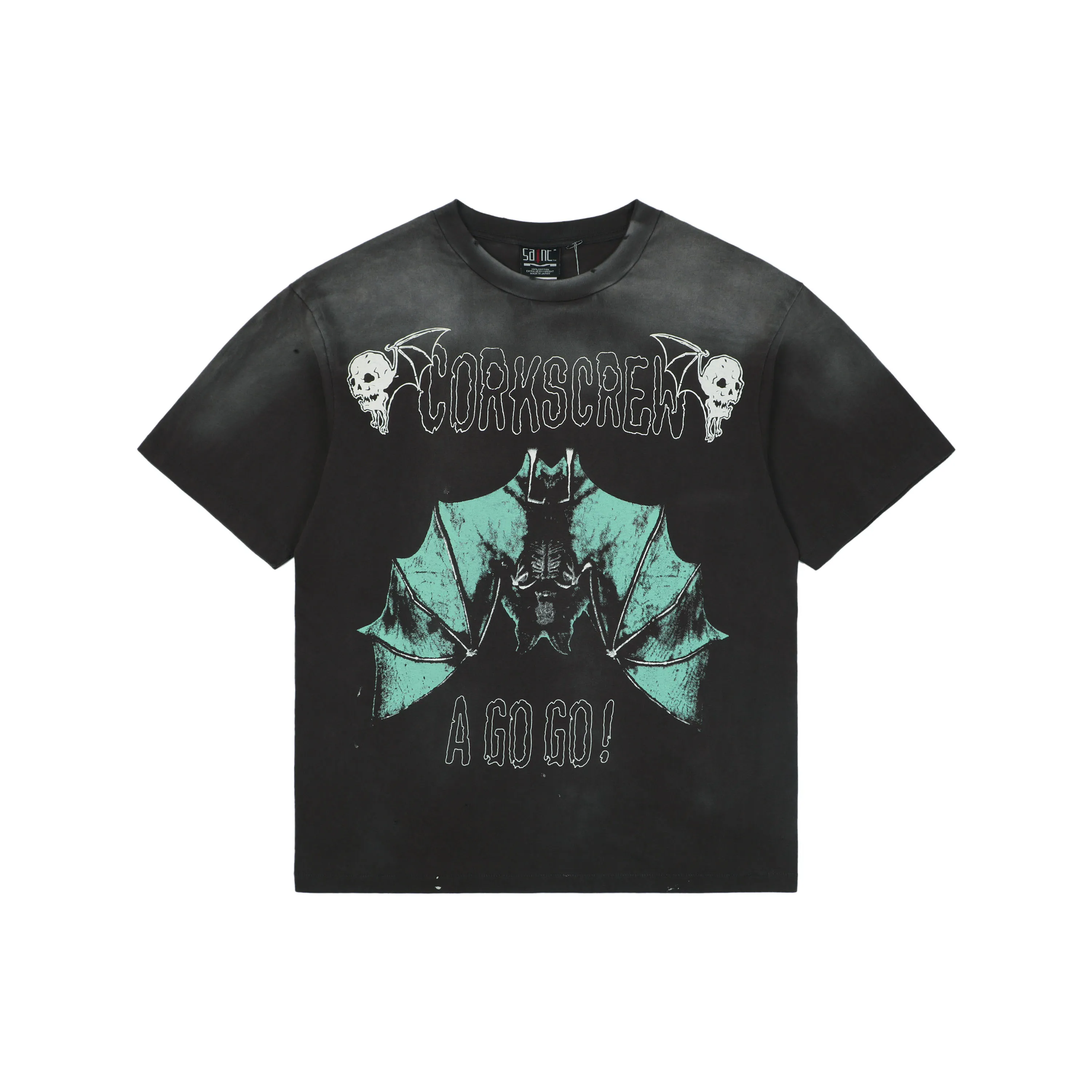Saint Michael Bat Graphic Vintage Washed T-Shirt