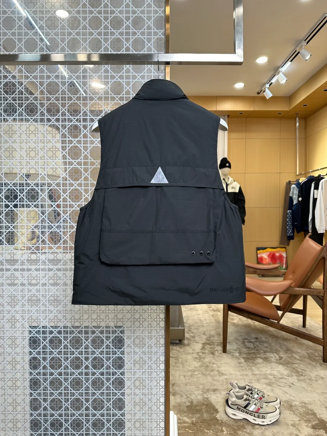 Back View Mcler Multi-Pocket Workwear Stand Collar Down Vest