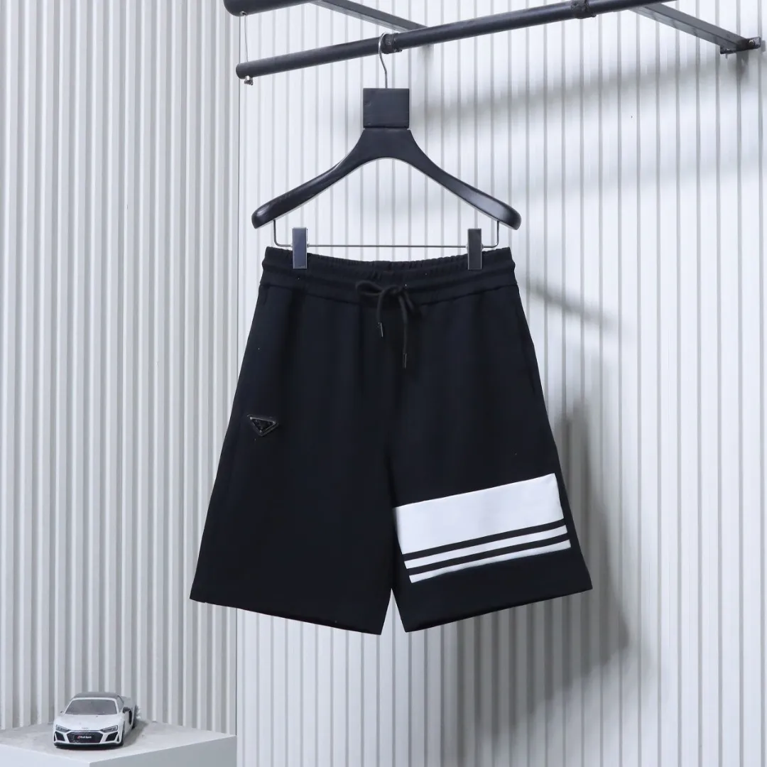 Striped Triangle Logo Cotton Terry Shorts