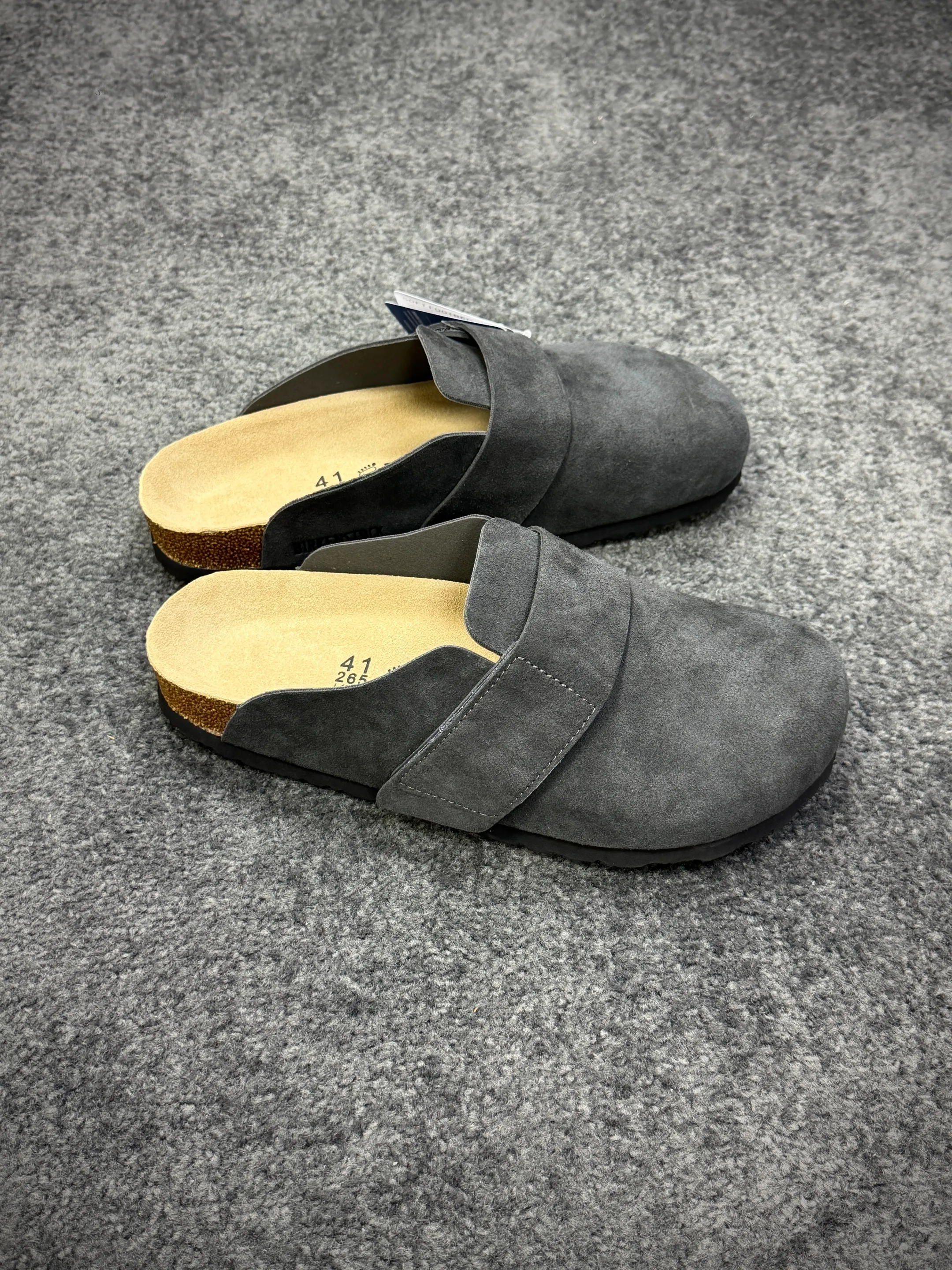 BK Loma “Dark Gray” Suede Velcro Clogs
