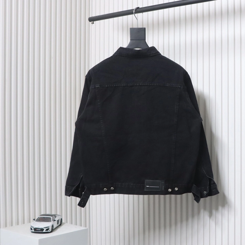 WE11 DONE Printed Diagonal Zipper Denim Jacket