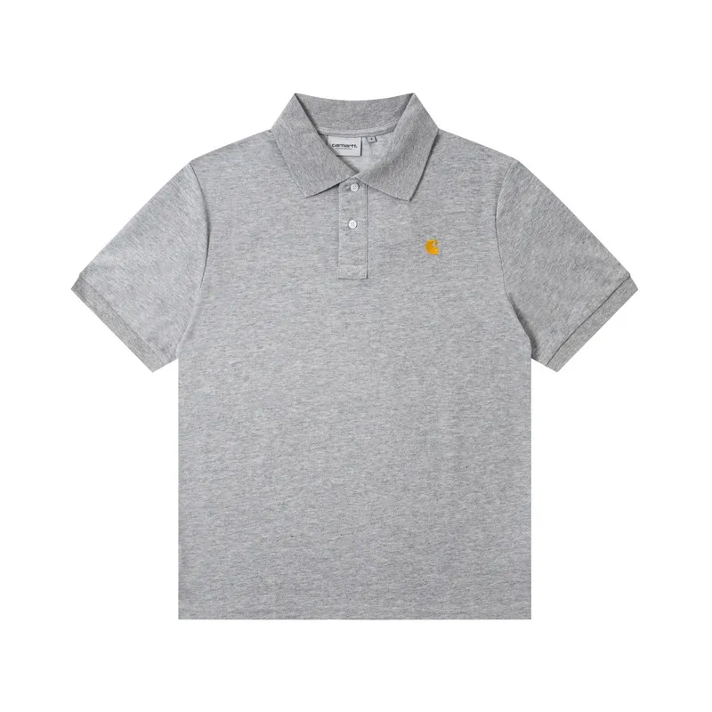 Carhartt Classic Gold Logo Embroidered Polo T-Shirt color Gray
