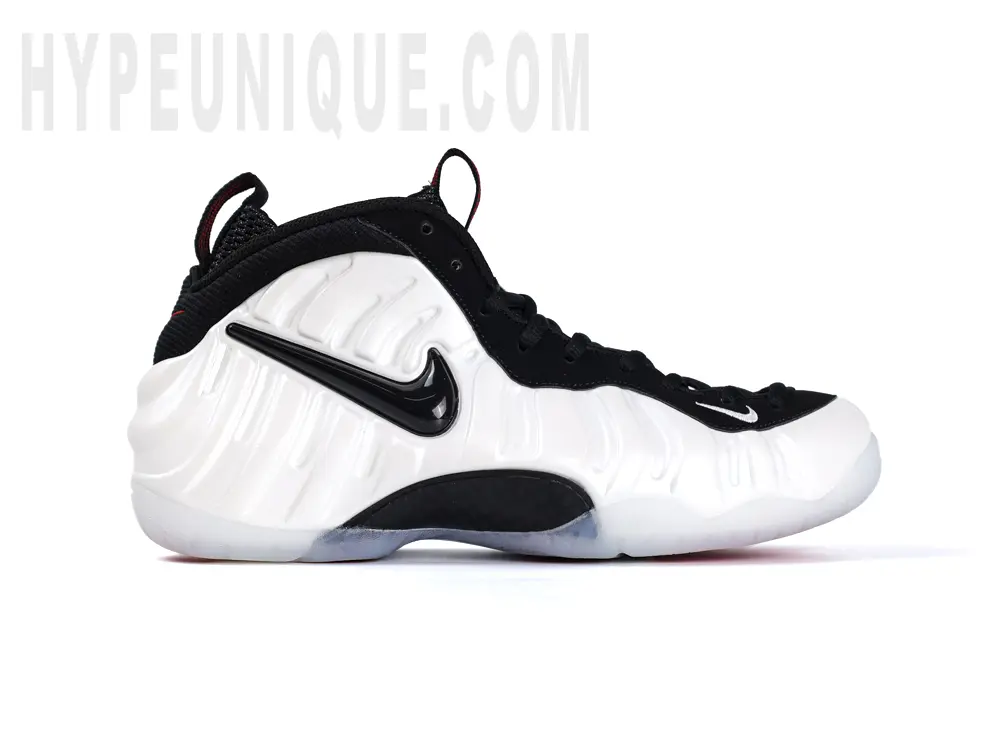Nike Air Foamposite Pro Pearl (2025) front view of the outside of the right shoe
