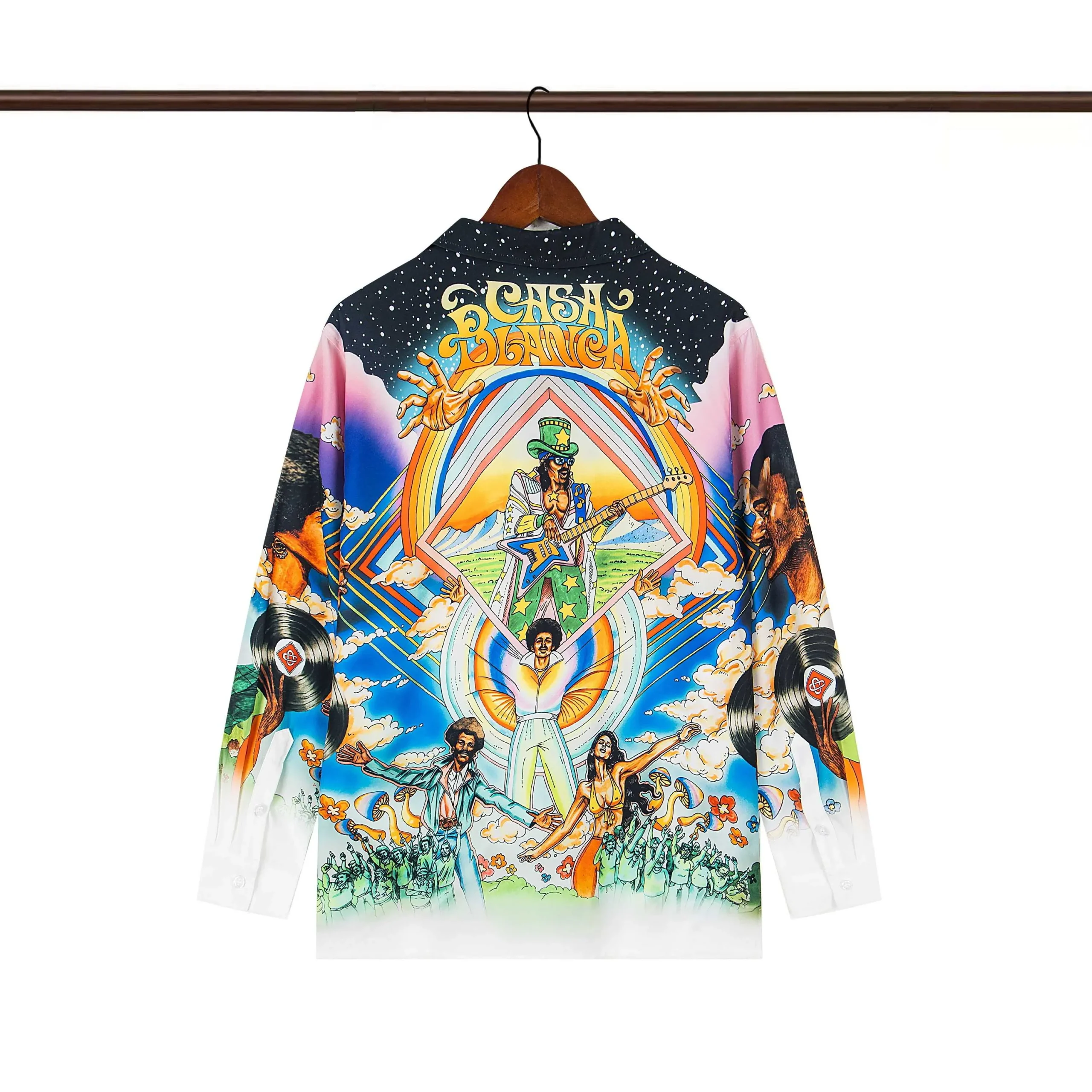 Back of C-Blanca Expressionist Abstract Face Silk Shirt