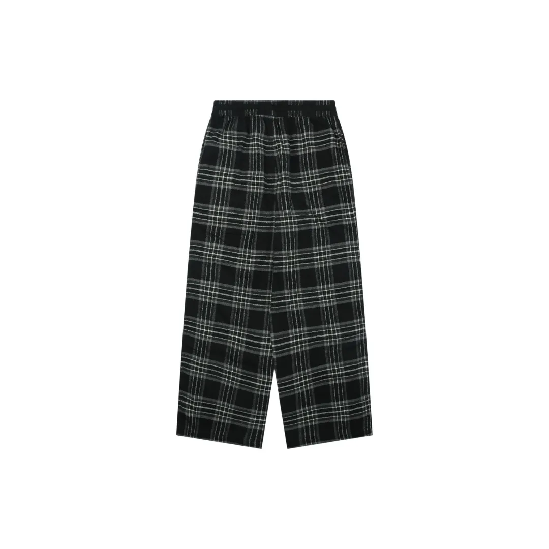 Back CH Plaid Cross Patch Wide-Leg Trousers