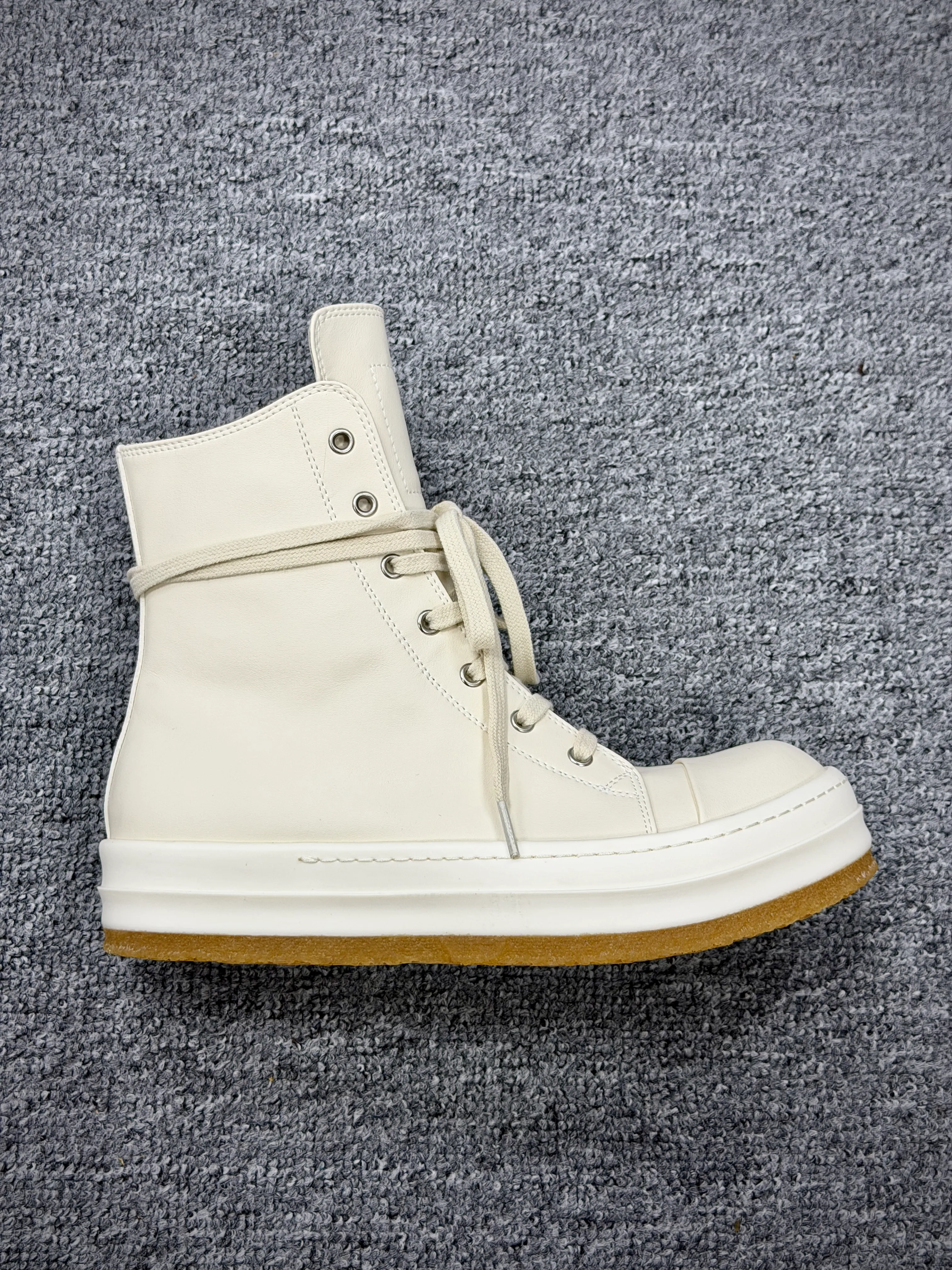 R 0wens Hollywood Leather High-Top Sneakers Milk Right Side View