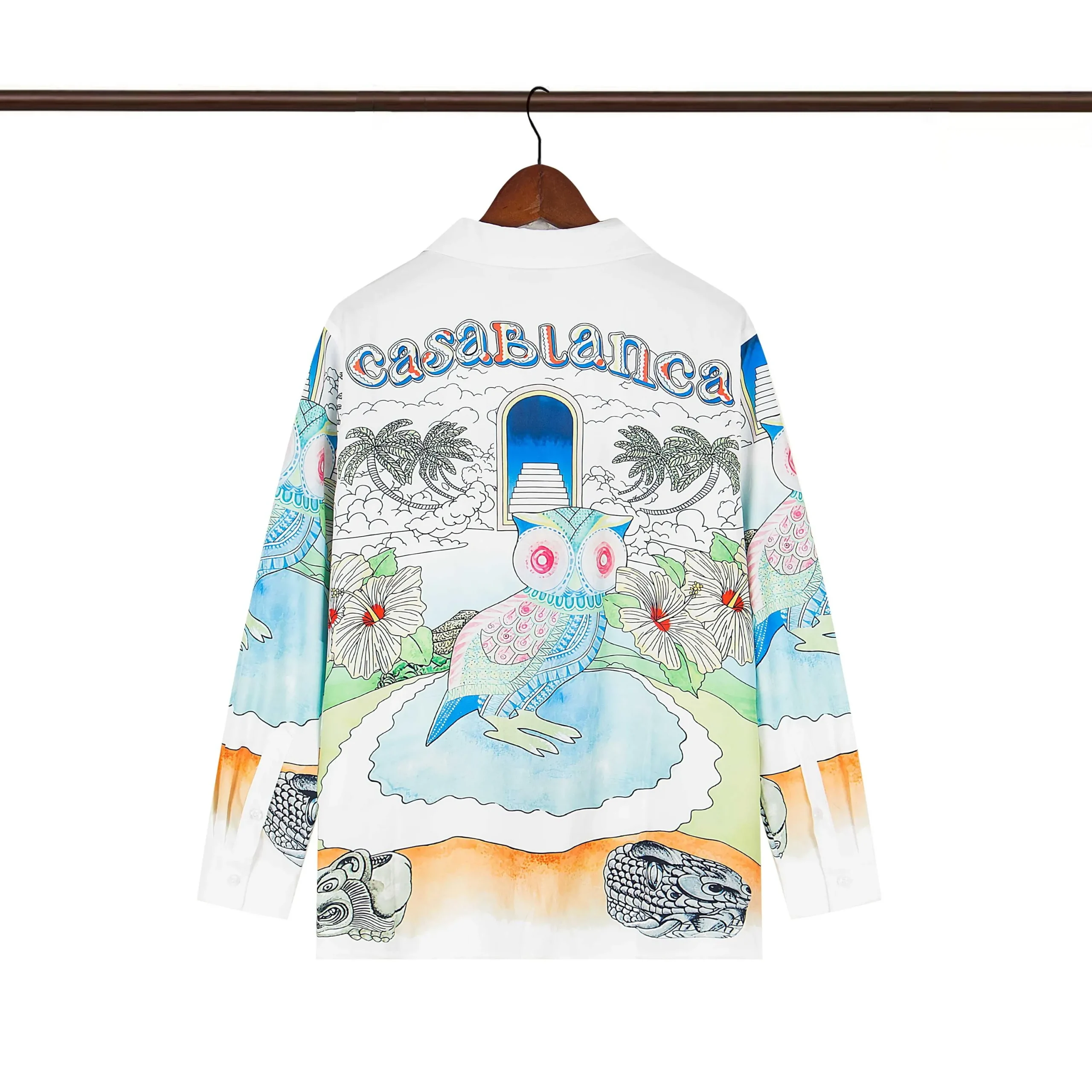 Back of C-Blanca Southwestern Owl Scenic Silk Shirt