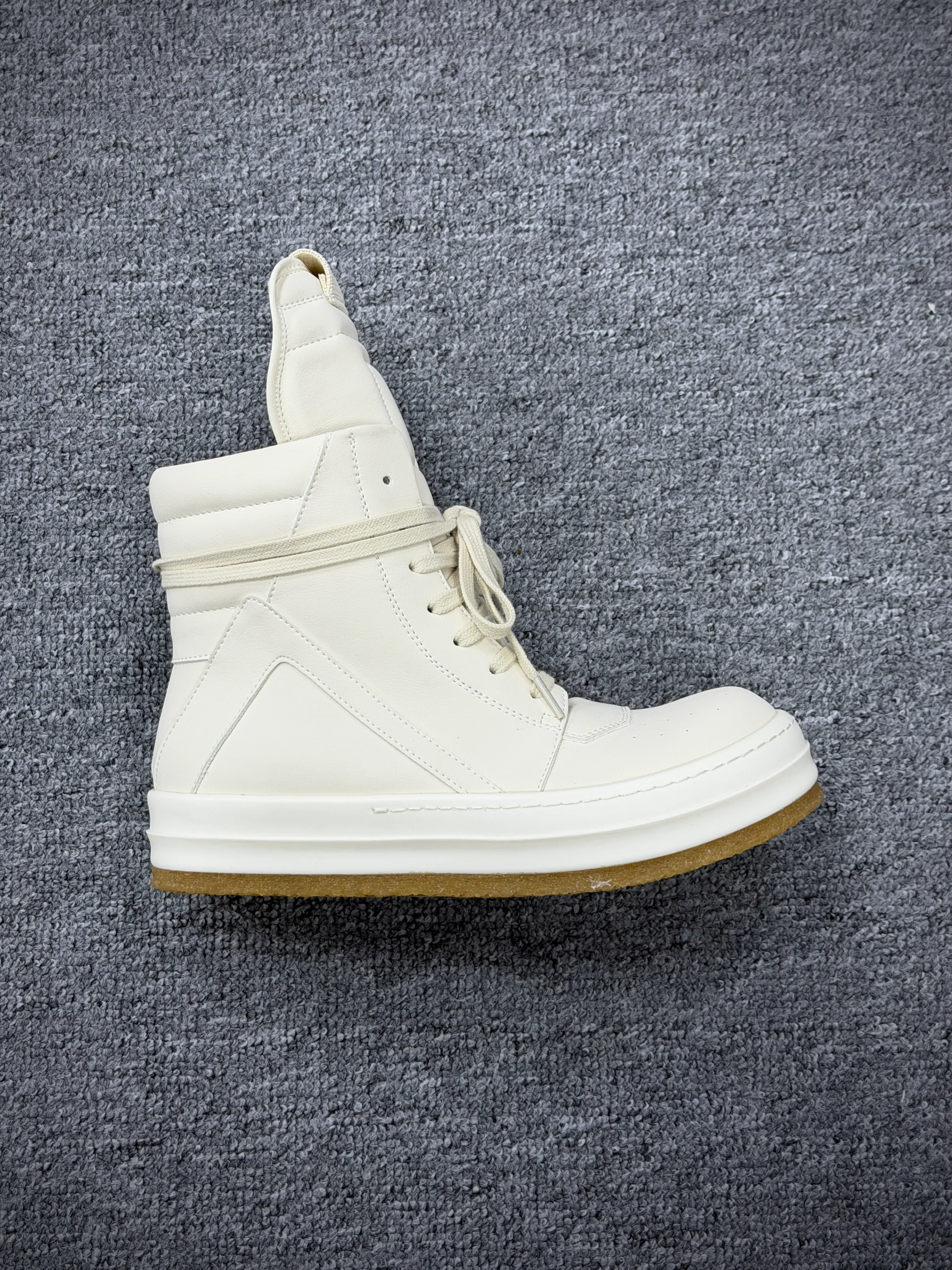 R 0wens Milk White Geobasket Leather High-Top Sneakers Right Side View
