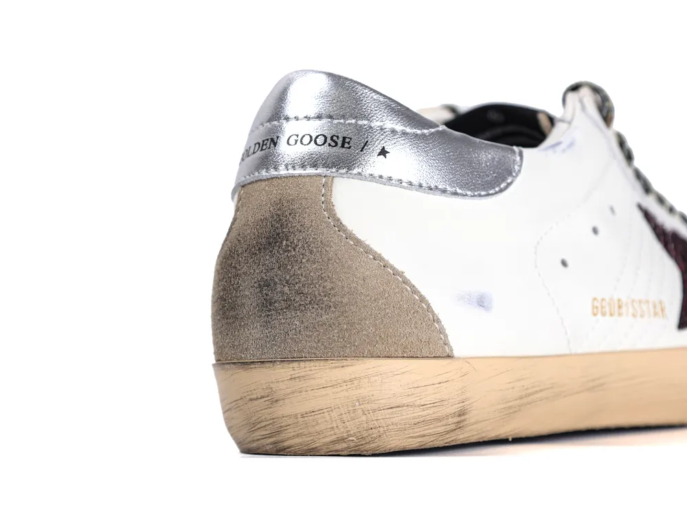 Rear view of Golden Goose sneaker with silver heel tab