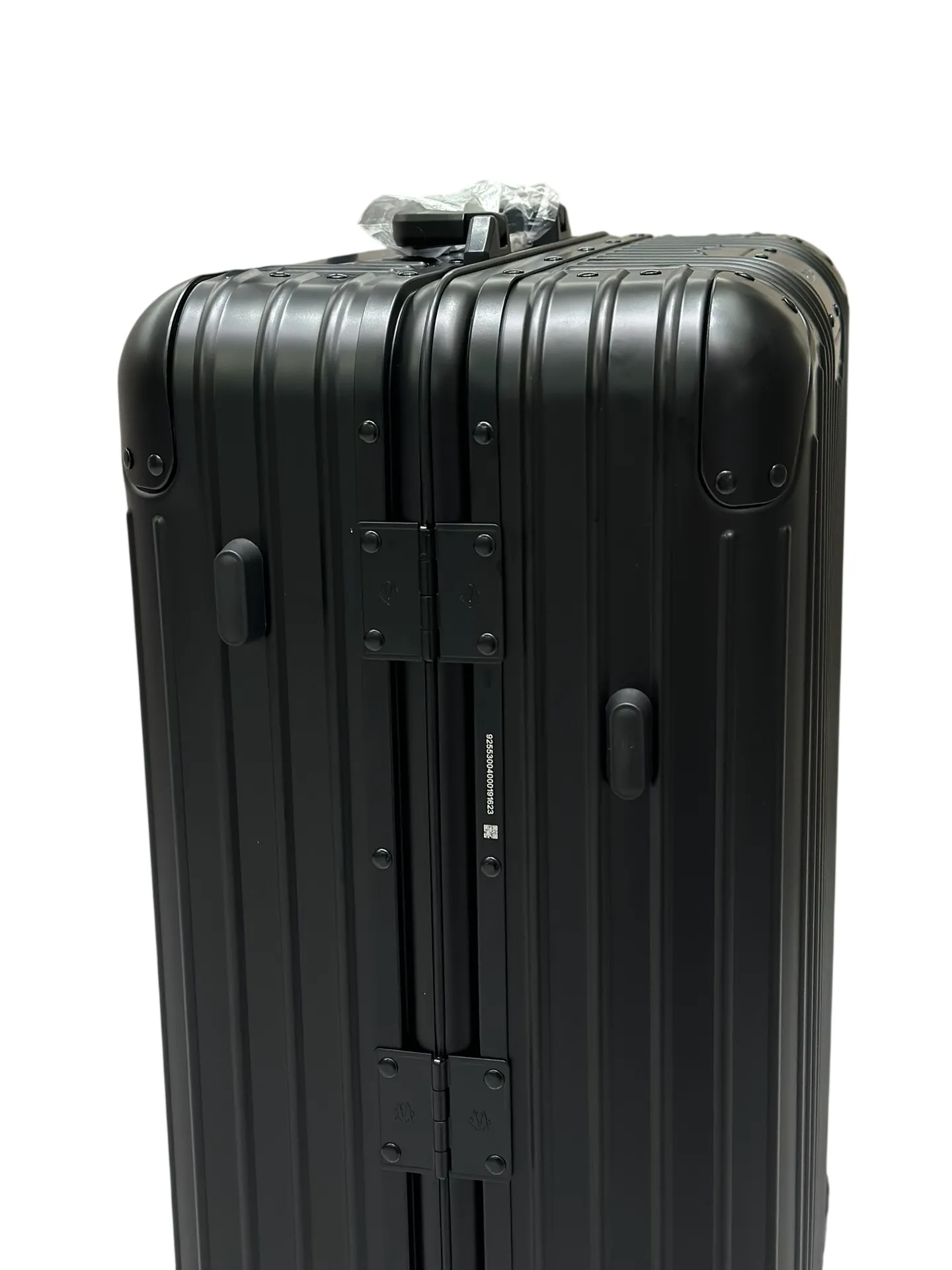 Black luggage hinge detail