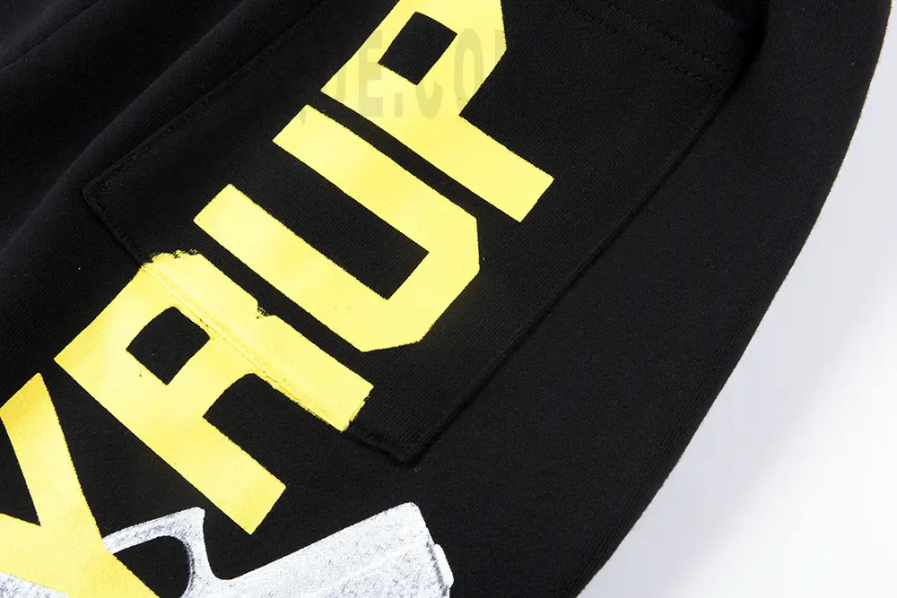 That's A Awful Lot of Cough Syrup Pistol Shorts black pant leg close up view