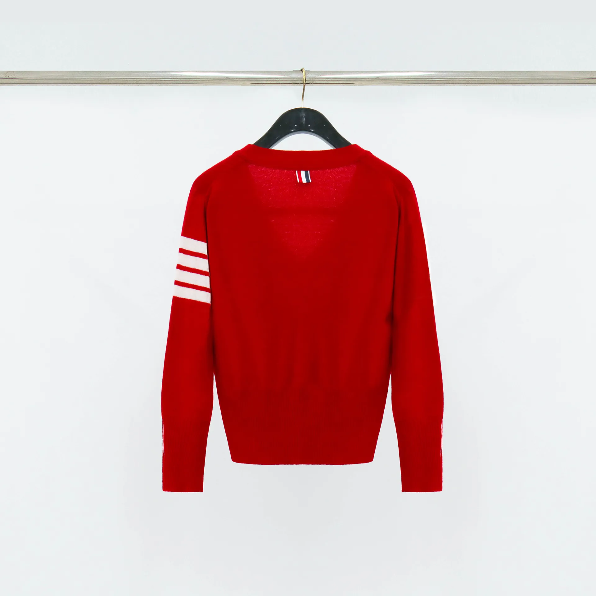 Back View TB 100% Wool Button-Front Cardigan Sweater