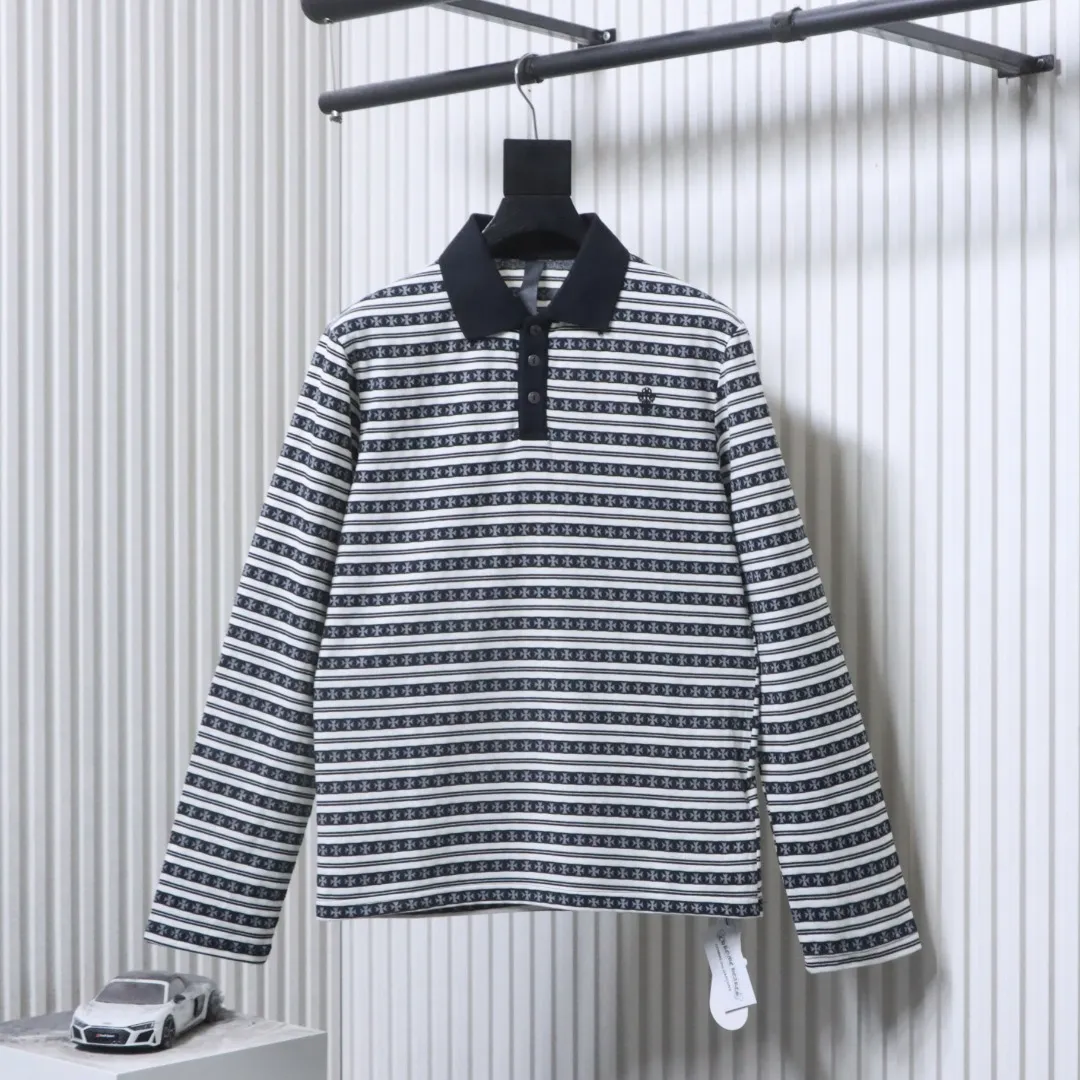 CH 25FW Horseshoe Striped Long-Sleeve Polo Shirt