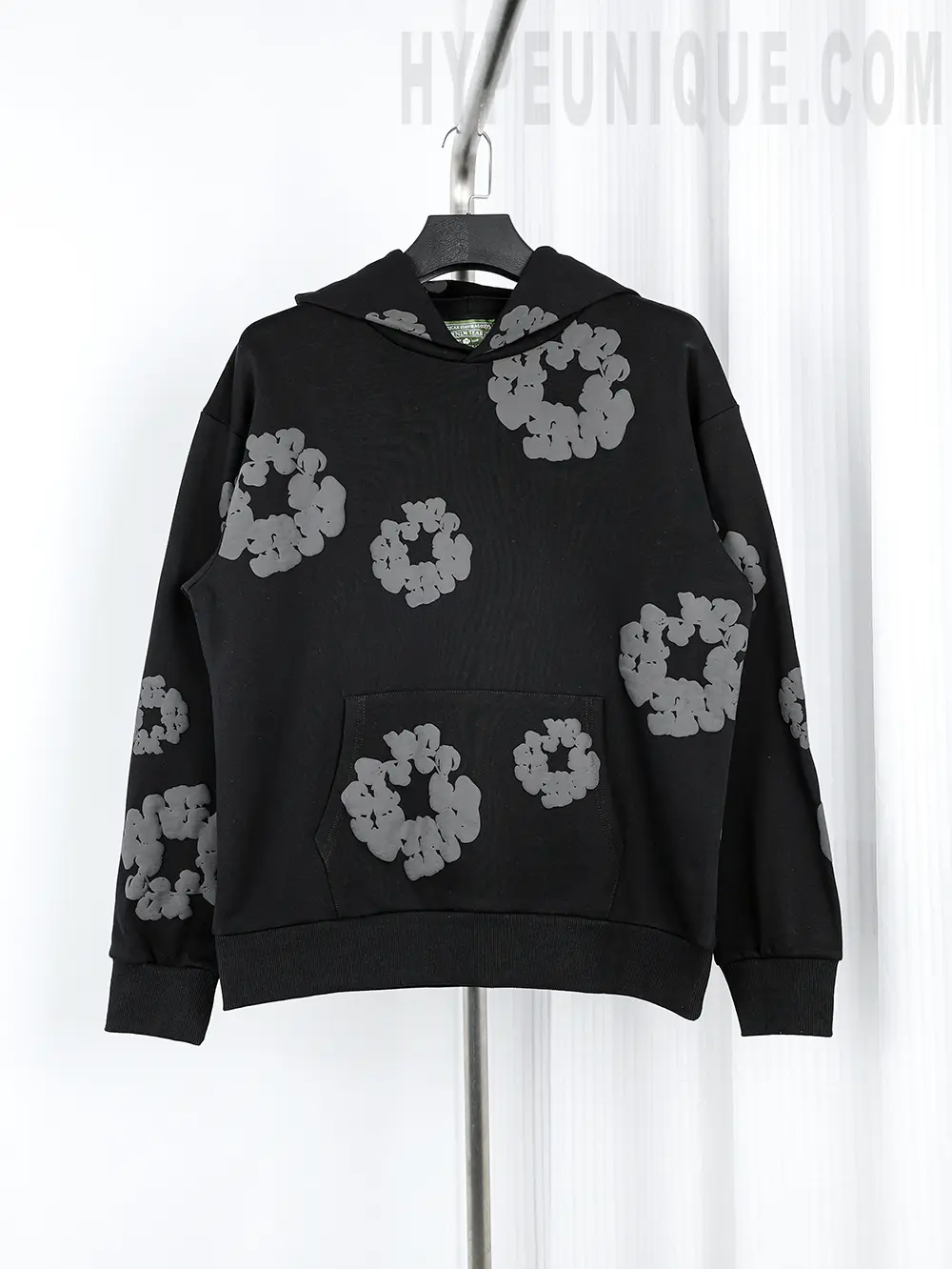 Denim Tears Cotton Wreath-Print Hoodie “Black”