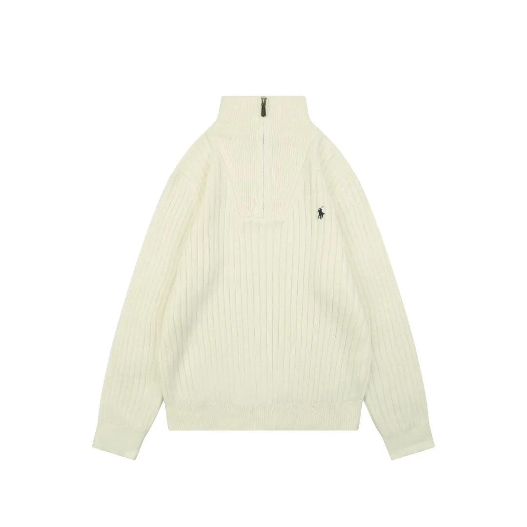 RL Pony Embroidered Half-Zip Ribbed Turtleneck Sweater