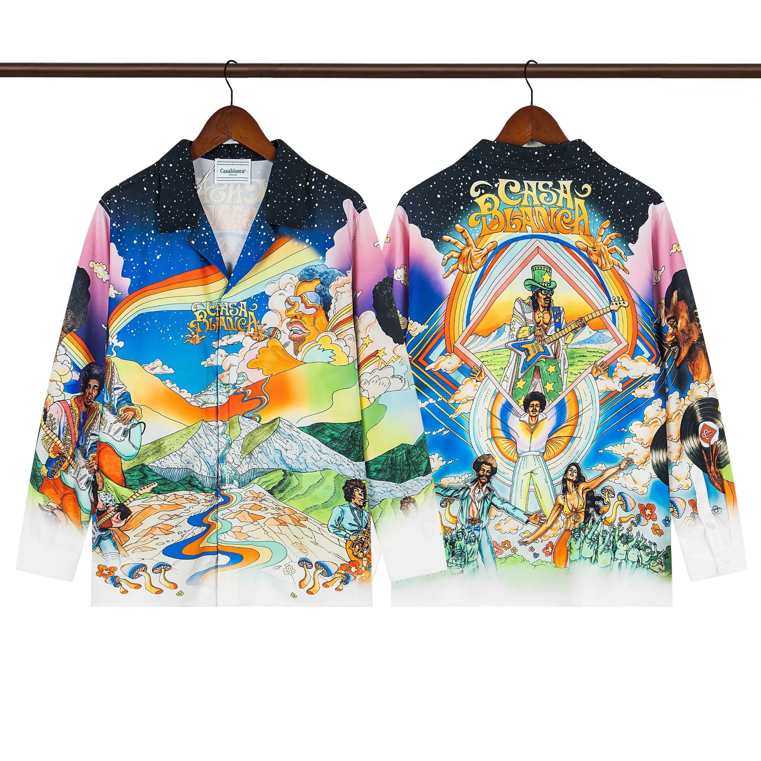 C-Blanca Expressionist Abstract Face Silk Shirt