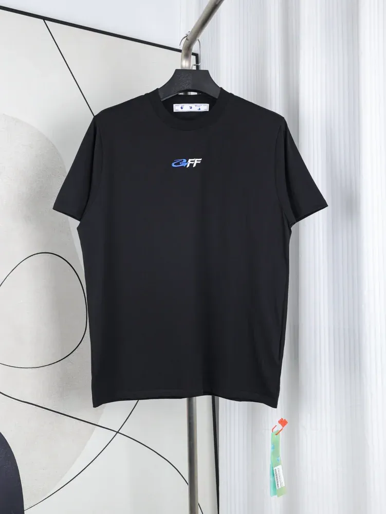 Off-White Blue Arrow Letter Embroidered T-Shirt