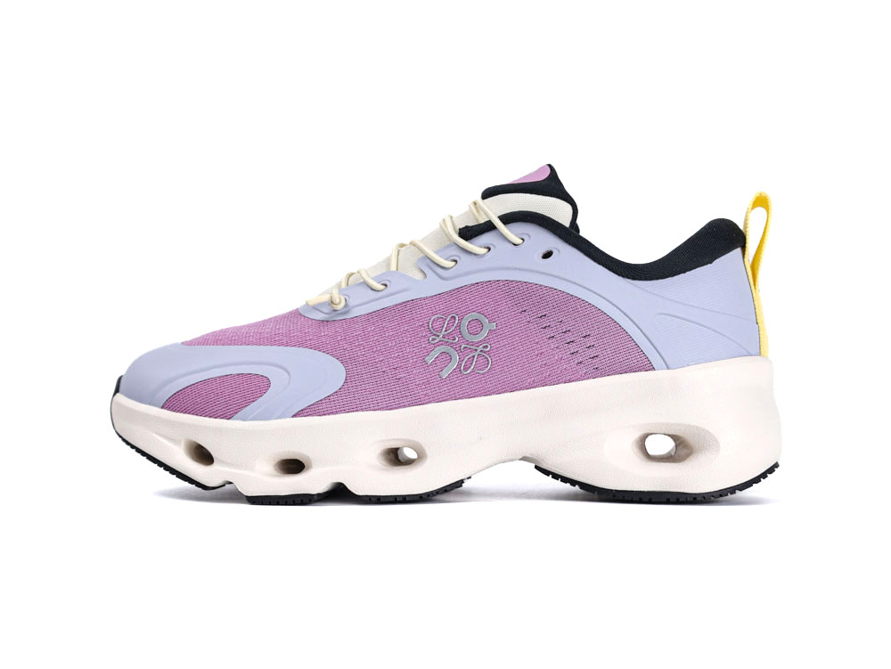Purple and white athletic sneaker design