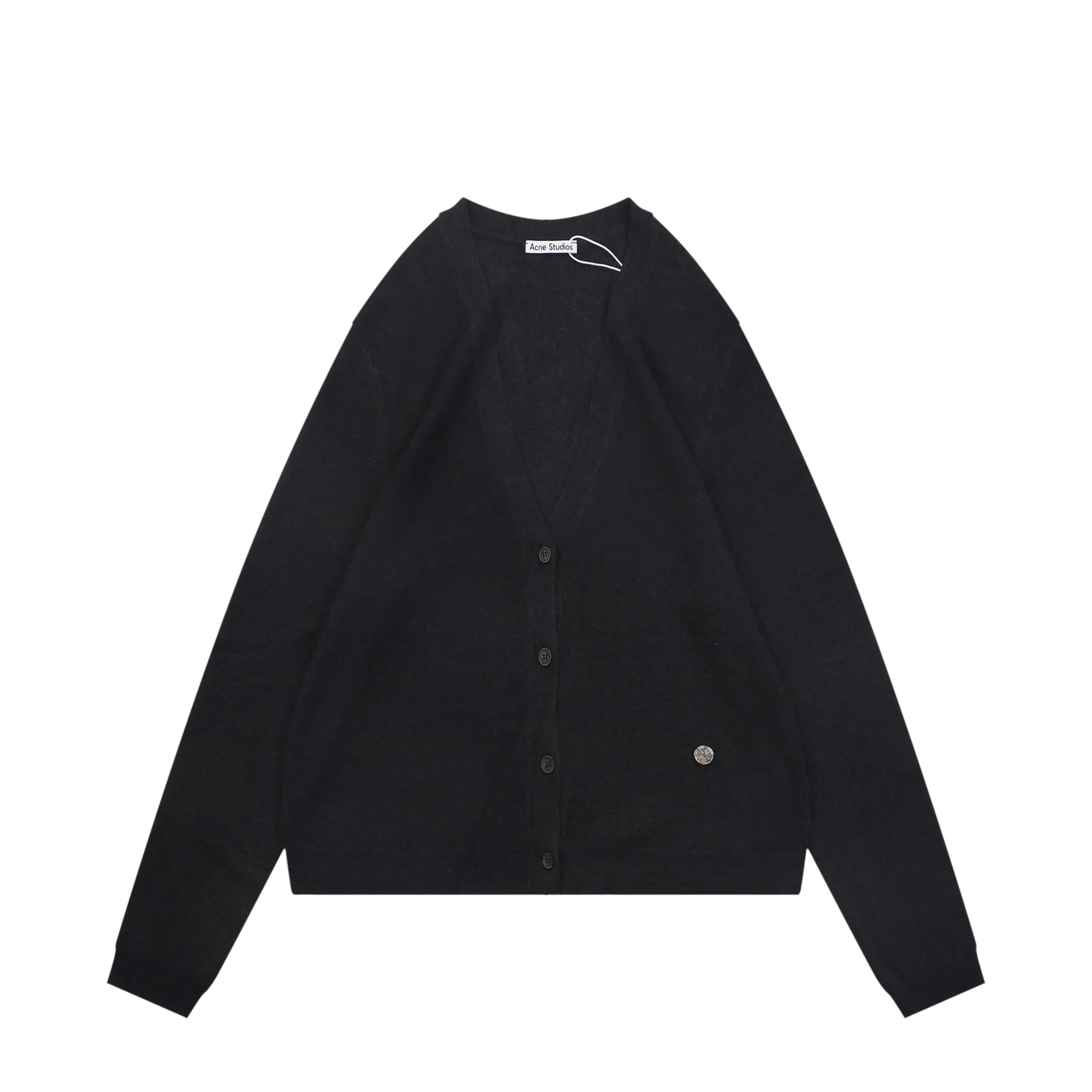 Acne Metallic Logo V-Neck Cardigan