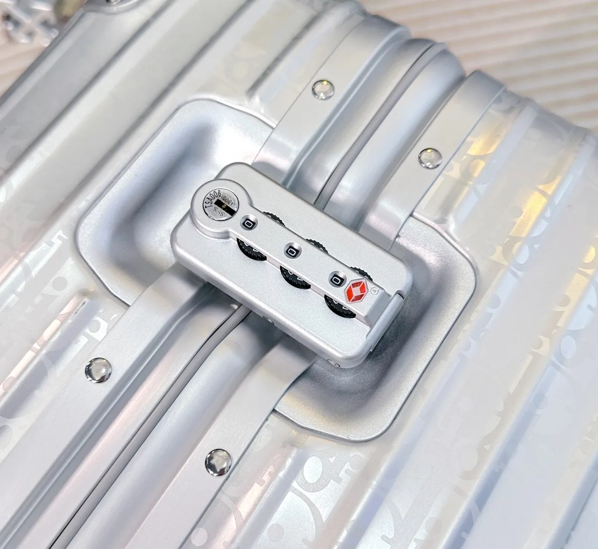 Close-up of suitcase combination lock