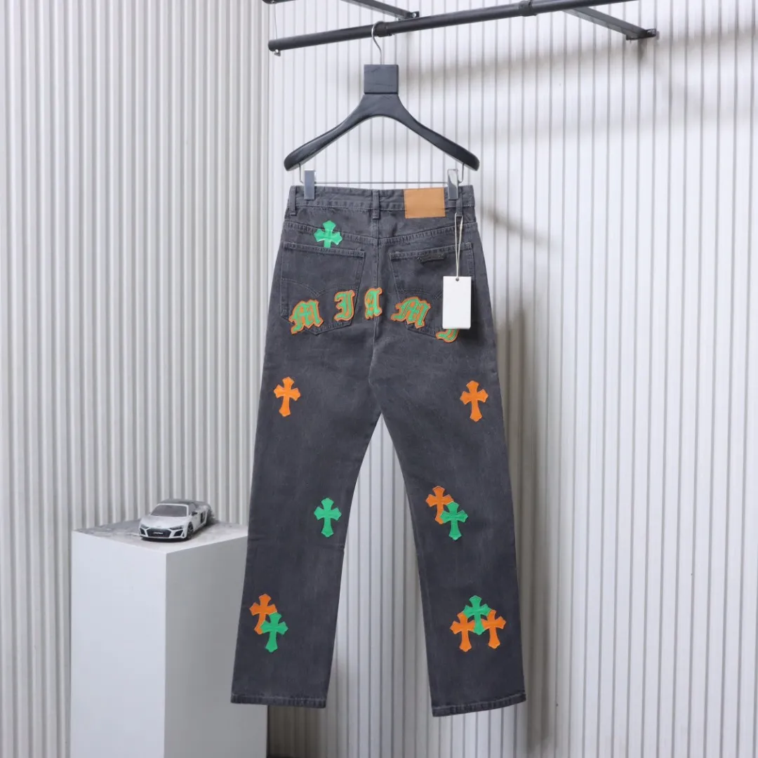 Back CH Sanskrit Cross Patch Straight-Leg Jeans